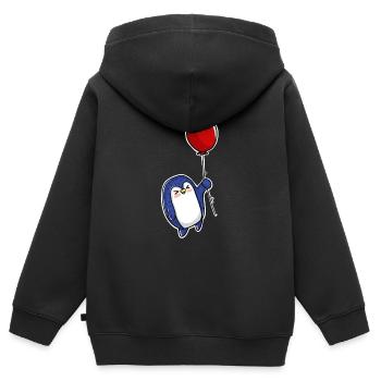 Pinguin Ballon - Kinder Premium Organic Zip Hoodie - Schwarz - Hinten - AI Model Kid Male (0cm)