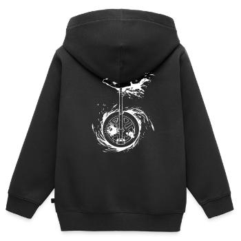 Splash Monocycle - Sweat Premium à capuche zippé enfant bio - noir - Dos - AI Model Kid Male (0cm)