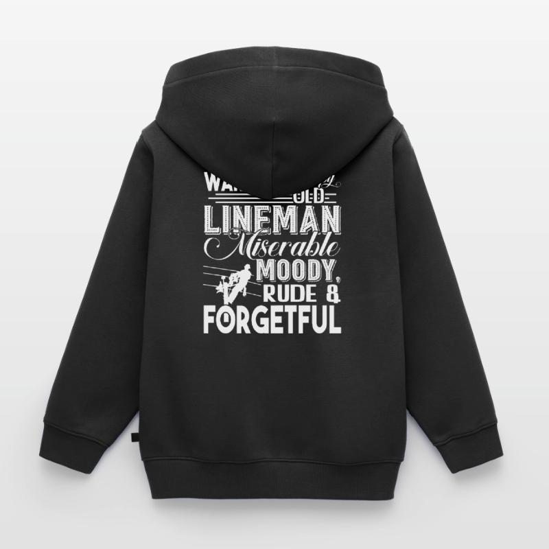 Monteur de lignes Grumpy Old Lineman Sweat Premium à capuche zippé enfant bio