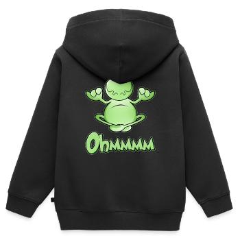 Ohmmm, yoga, cross-legged, meditating frog - Kids Premium Organic Zip-up Hoodie - black - Back - AI Model Kid Male (0cm)