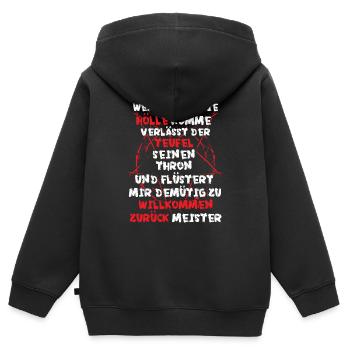 Wenn ich in die Hölle komme verlässt Teufel Thron - Kinder Premium Organic Zip Hoodie - Schwarz - Hinten - AI Model Kid Male (0cm)