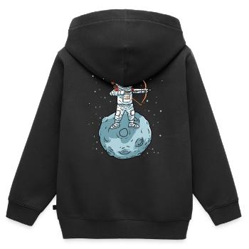 Archer chemise astronaute flèche arc arc - Sweat Premium à capuche zippé enfant bio - noir - Dos - AI Model Kid Male (0cm)