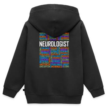 Neurologe - Worte - Kinder Premium Organic Zip Hoodie - Schwarz - Hinten - AI Model Kid Male (0cm)