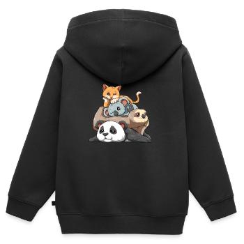 Lustige Faulenzer Faulheit - Kinder Premium Organic Zip Hoodie - Schwarz - Hinten - AI Model Kid Male (0cm)