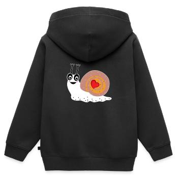 Cœur d'escargot Joli et joli cadeau - Sweat Premium à capuche zippé enfant bio - noir - Dos - AI Model Kid Male (0cm)