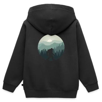 Bigfoot forêt de montagne Sasquatch fan - Sweat Premium à capuche zippé enfant bio - noir - Dos - AI Model Kid Male (0cm)