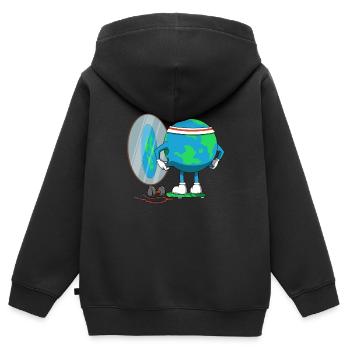 Lustige Diät Weltkugel Fitness Flache Erde - Kinder Premium Organic Zip Hoodie - Schwarz - Hinten - AI Model Kid Male (0cm)