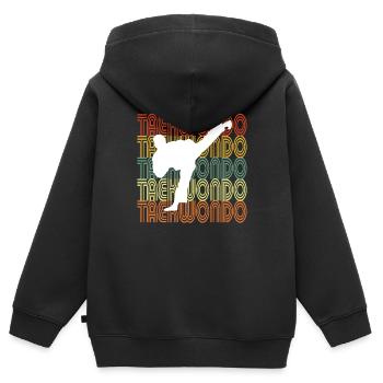 TAEKWONDO - Kinder Premium Organic Zip Hoodie - Schwarz - Hinten - AI Model Kid Male (0cm)