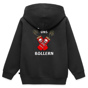 LASST UNS BÖLLERN - Kinder Premium Organic Zip Hoodie - Schwarz - Hinten - AI Model Kid Male (0cm)