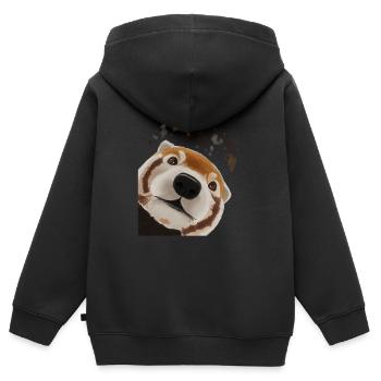 Neugieriger Roter Panda - Kinder Premium Organic Zip Hoodie - Schwarz - Hinten - AI Model Kid Male (0cm)
