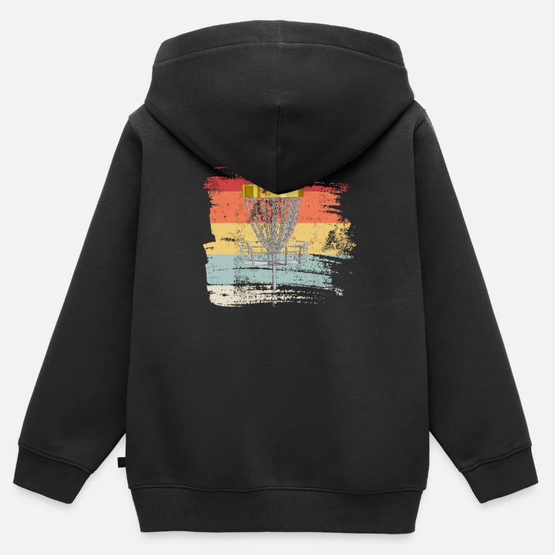 Retro Disc Golf - Kids Premium Organic Zip-up Hoodie - black