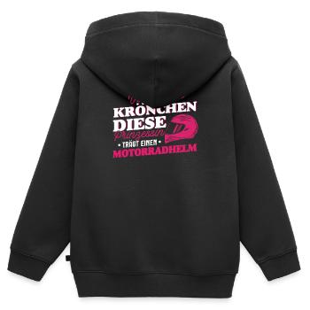 Motorradfahrerin Prinzessin Bikerin Geschenk - Kinder Premium Organic Zip Hoodie - Schwarz - Hinten - AI Model Kid Male (0cm)