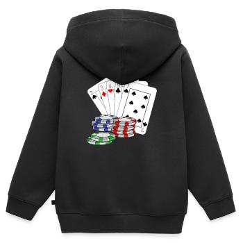 Poker Pokerkarten pokern Pokerface Kartenspiel - Kinder Premium Organic Zip Hoodie - Schwarz - Hinten - AI Model Kid Male (0cm)