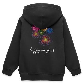 New Year Silvester Neujahr Jahreswechsel - Kinder Premium Organic Zip Hoodie - Schwarz - Hinten - AI Model Kid Male (0cm)
