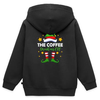 Elfe Elf Weihnachtsgeschenk Kaffee - Kinder Premium Organic Zip Hoodie - Schwarz - Hinten - AI Model Kid Male (0cm)