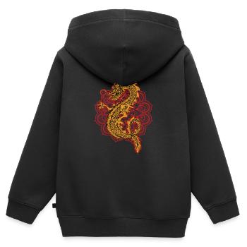 Dragon chinois - Sweat Premium à capuche zippé enfant bio - noir - Dos - AI Model Kid Male (0cm)