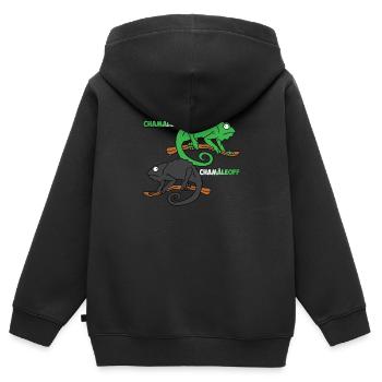 Chamäleon Chameleoff Eidechse Lustig Reptilien - Kinder Premium Organic Zip Hoodie - Schwarz - Hinten - AI Model Kid Male (0cm)