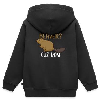 Bist du ein Biber? - Kinder Premium Organic Zip Hoodie - Schwarz - Hinten - AI Model Kid Male (0cm)