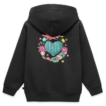 Häkeln Stricken Garn Strickerin Näherin - Kinder Premium Organic Zip Hoodie - Schwarz - Hinten - AI Model Kid Male (0cm)