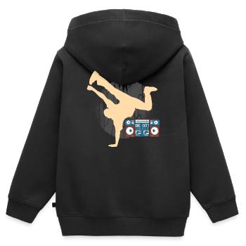 Breakdancer - Sweat Premium à capuche zippé enfant bio - noir - Dos - AI Model Kid Male (0cm)