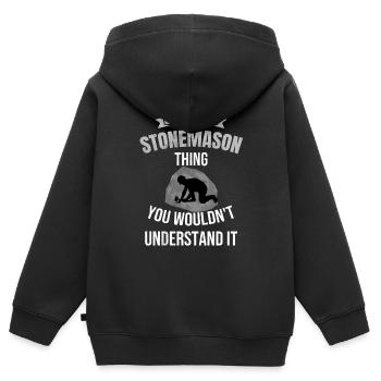 C'est un truc de tailleur de pierre | Cadeaux de tailleur de pierre - Sweat Premium à capuche zippé enfant bio - noir - Dos - AI Model Kid Male (0cm)