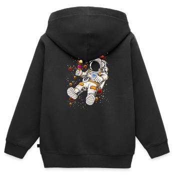 Cooler Astronaut Galaxie Eiscreme Dessert Weltall - Kinder Premium Organic Zip Hoodie - Schwarz - Hinten - AI Model Kid Male (0cm)