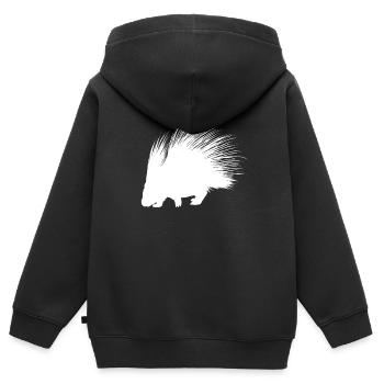 Stachelschwein - Kinder Premium Organic Zip Hoodie - Schwarz - Hinten - AI Model Kid Male (0cm)