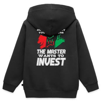 Investissez dans des actions en bourse - Sweat Premium à capuche zippé enfant bio - noir - Dos - AI Model Kid Male (0cm)