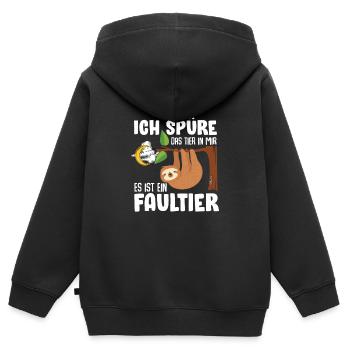 Ich spüre das Tier in mir es ist ein Faultier - Kinder Premium Organic Zip Hoodie - Schwarz - Hinten - AI Model Kid Male (0cm)