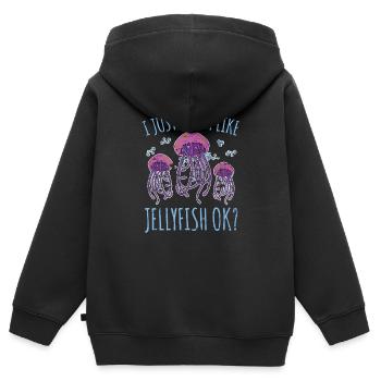Qualle Qualle - Kinder Premium Organic Zip Hoodie - Schwarz - Hinten - AI Model Kid Male (0cm)