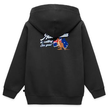 L'Australie appelle un cadeau de kangourou en Australie - Sweat Premium à capuche zippé enfant bio - noir - Dos - AI Model Kid Male (0cm)
