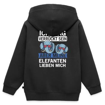 Elefanten Elefant - Kinder Premium Organic Zip Hoodie - Schwarz - Hinten - AI Model Kid Male (0cm)