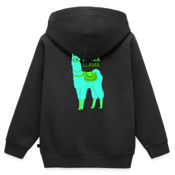 Lama lama dramatique - Sweat Premium à capuche zippé enfant bio - noir - Dos - AI Model Kid Male (0cm)