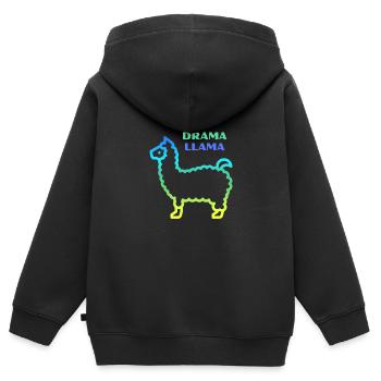 Lama lama dramatique - Sweat Premium à capuche zippé enfant bio - noir - Dos - AI Model Kid Male (0cm)