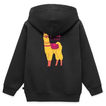 Lama lama dramatique - Sweat Premium à capuche zippé enfant bio - noir - Dos - AI Model Kid Male (0cm)