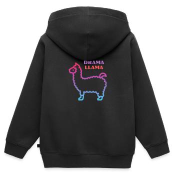 Lama lama dramatique - Sweat Premium à capuche zippé enfant bio - noir - Dos - AI Model Kid Male (0cm)