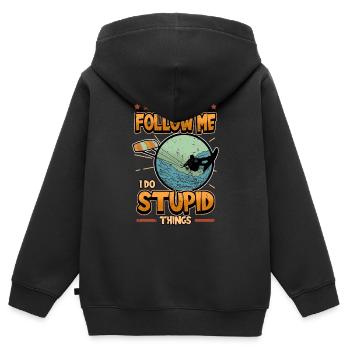 Wakeboard kite surfing saying funny gift - Kids Premium Organic Zip-up Hoodie - black - Back - AI Model Kid Male (0cm)