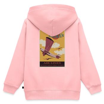 Vintage Airlines Poster Illustration, Flugzeug-Fa - Kinder Premium Organic Zip Hoodie - Rosa - Hinten - AI Model Kid Female (0cm)
