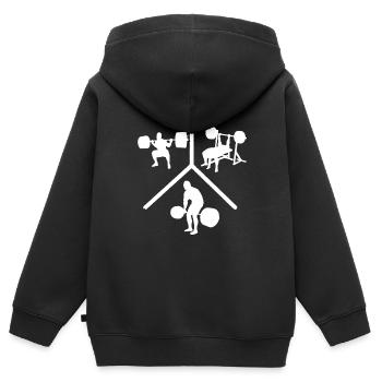 Squat Bench Deadlift 4 - Kinder Premium Organic Zip Hoodie - Schwarz - Hinten - AI Model Kid Male (0cm)