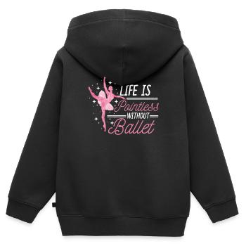 Ballet Ballet Ballet Ballet Danseuse de ballet Tütü chaussons - Sweat Premium à capuche zippé enfant bio - noir - Dos - AI Model Kid Male (0cm)