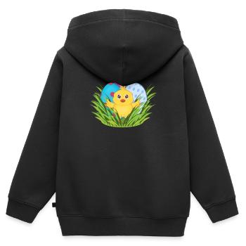 Ostern - Kinder Premium Organic Zip Hoodie - Schwarz - Hinten - AI Model Kid Male (0cm)