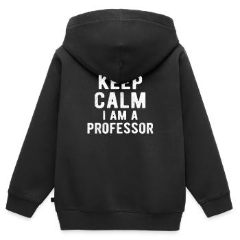 Professor: keep calm I am a Professor - Kinder Premium Organic Zip Hoodie - Schwarz - Hinten - AI Model Kid Male (0cm)