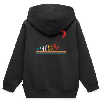 Retro Evolution Kite Surfing Funny Kite Boarding - Sweat Premium à capuche zippé enfant bio - noir - Dos - AI Model Kid Male (0cm)