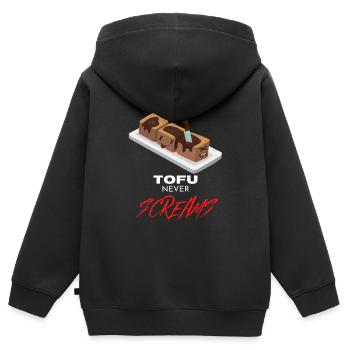 Tofu schreit nicht Tofu never screams Vegan Vegeta - Kinder Premium Organic Zip Hoodie - Schwarz - Hinten - AI Model Kid Male (0cm)
