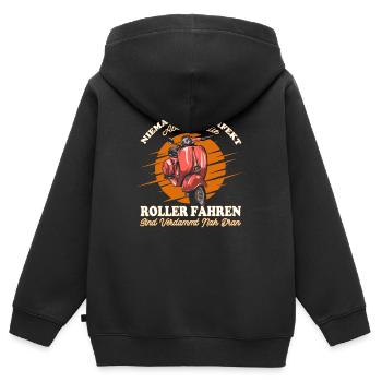 Roller Moped Mofa Rollerfahrer Geschenk - Kinder Premium Organic Zip Hoodie - Schwarz - Hinten - AI Model Kid Male (0cm)
