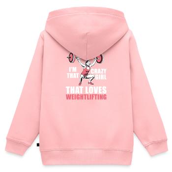 Gewichtheben Gewichtheber Langhantel - Kinder Premium Organic Zip Hoodie - Rosa - Hinten - AI Model Kid Female (0cm)