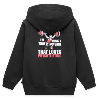 Haltérophile Haltères Long - Sweat Premium à capuche zippé enfant bio - noir - Dos - AI Model Kid Male (0cm)