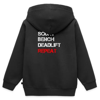 Squat Bench Deadlift Repeat - Kinder Premium Organic Zip Hoodie - Schwarz - Hinten - AI Model Kid Male (0cm)
