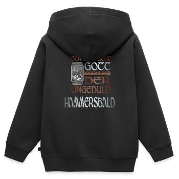 Wikinger Nordische Gott der Ungeduld Hammersbald - Kinder Premium Organic Zip Hoodie - Schwarz - Hinten - AI Model Kid Male (0cm)