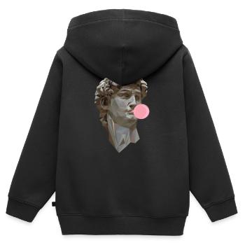DAVID MICHELANGELO avec art de la statue de chewing-gum - Sweat Premium à capuche zippé enfant bio - noir - Dos - AI Model Kid Male (0cm)